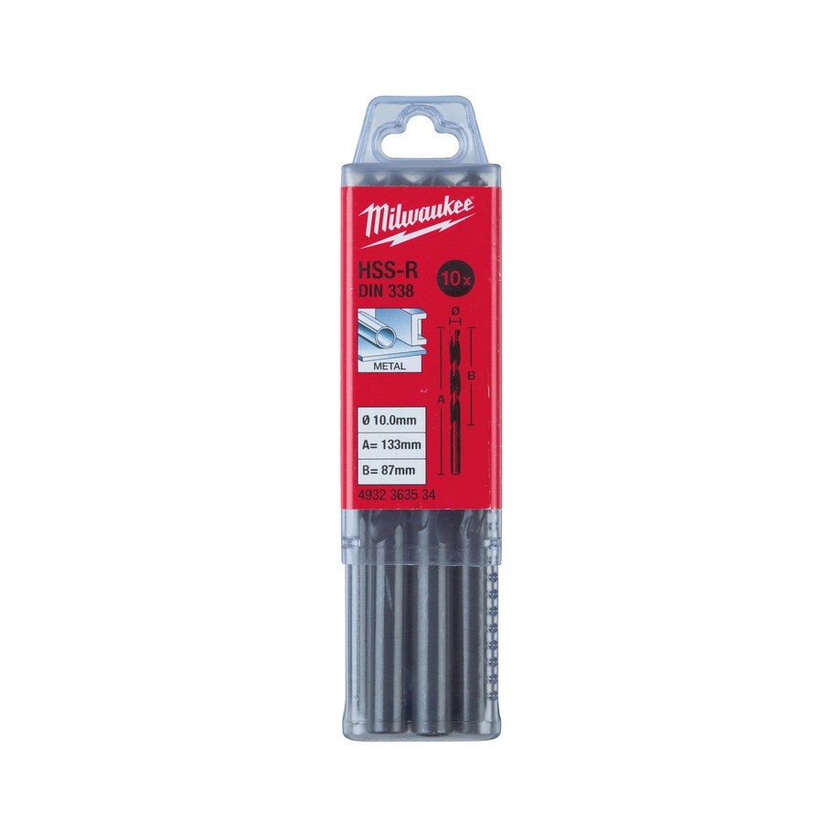 Milwaukee 4.0 x 75 - 10 шт Сверло по металлу HSS-R - DIN 338