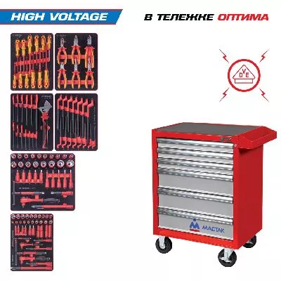 Цена по акции на набор инструментов 117 предметов, &quot;high voltage&quot;, в красной тележке king tony 934-117amre в магазине Инструмент-24