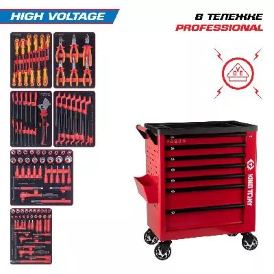 Цена по акции на набор инструментов 117 предметов, &quot;high voltage&quot;, в красной тележке king tony 9g38-117mrver в магазине Инструмент-24