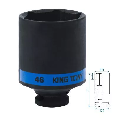 Головка торцевая ударная глубокая шестигранная 1/2&quot;, 46 мм KING TONY 443546M KING TONY – анонс, характеристики, MST443546M 