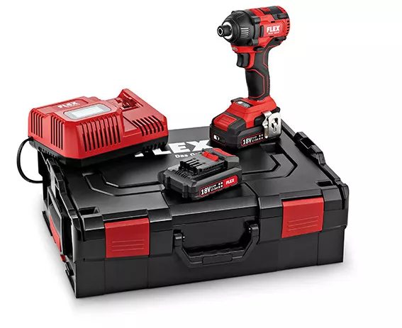 Детальное изображение : аккумуляторная ударная дрель-шуруповерт flex id 1/4&quot; 18.0-ec/2.5 set