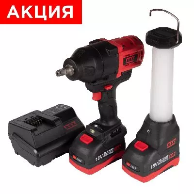 Акция гайковерт аккумуляторный ударный 1/2&quot;, 1700 нм, 18 в, кейс, в комплекте фонарь mighty seven dw-402al