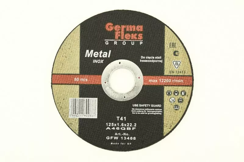 Диск отрезной GermaFlex INOX для стали нержавеющей D125х1,2 Диск отрезной GermaFlex INOX для стали нержавеющей D125х1,2