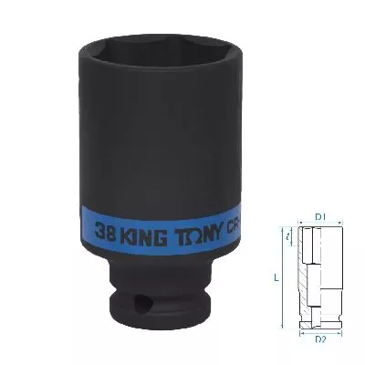 Головка торцевая ударная глубокая шестигранная 1/2&quot;, 38 мм KING TONY 443538M KING TONY – анонс, характеристики, MST443538M 