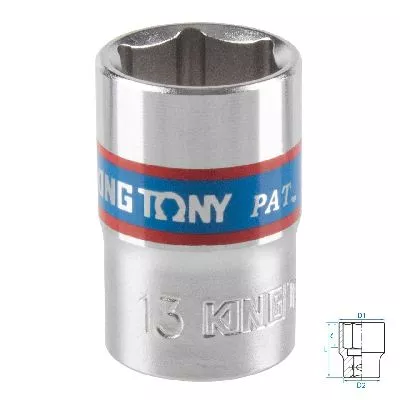Головка торцевая стандартная шестигранная 3/8&quot;, 13 мм KING TONY 333513M KING TONY – анонс, характеристики, MST333513M 