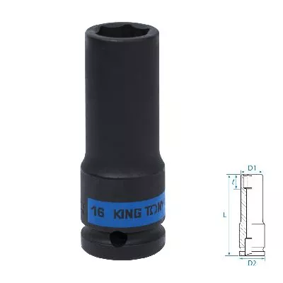 Головка торцевая ударная глубокая шестигранная 1/2&quot;, 16 мм KING TONY 443516M KING TONY – анонс, характеристики, MST443516M 