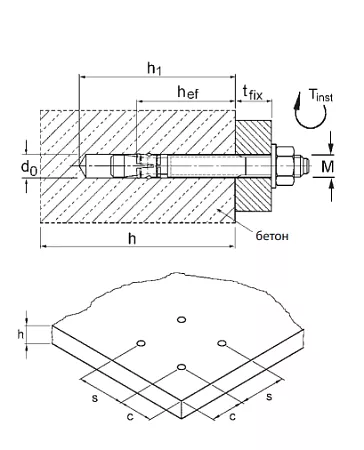 Клиновой анкер МКТ B-L 12-10/95 новое в магазине tool-24.ru