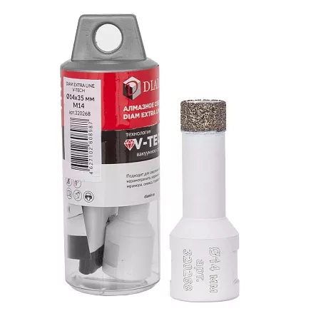 Сверло алмазное DIAM 14x35xМ14 Extra Line V-TECH (в.спекание) (320268) DIAM – анонс, характеристики, 320268 