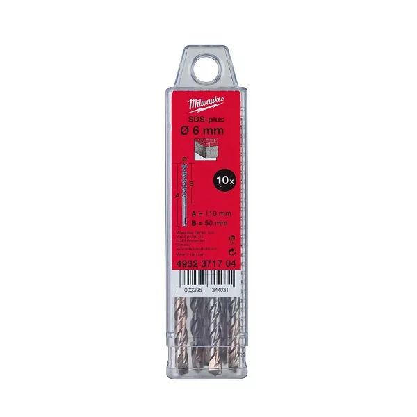Буры SDS-Plus Milwaukee 6.5x260-10 шт с 2 режущими кромками – купить в , подробное изображение 
