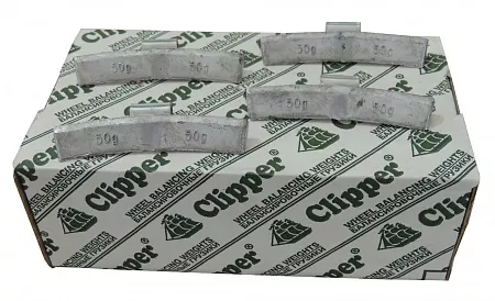 Фото и описание:clipper грузик 0350 балансировочный для литого диска 50гр. (набор 50шт.)