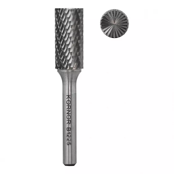Борфреза цилиндрическая с торцом KORNOR B0616BM06 насечка двойная типа B – купить в , подробное изображение 

