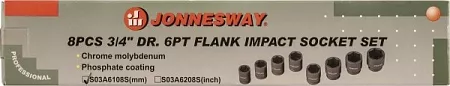 Набор головок ударных Jonnesway S03A6108S – анонс, характеристики, S03A6108S 