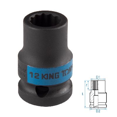 Головка торцевая ударная двенадцатигранная 1/2&quot;, 12 мм KING TONY 453012M KING TONY – анонс, характеристики, MST453012M 
