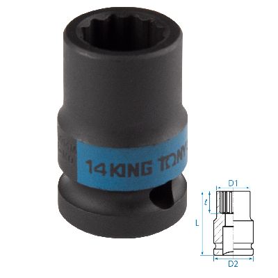 Головка торцевая ударная двенадцатигранная 1/2&quot;, 14 мм KING TONY 453014M KING TONY – анонс, характеристики, MST453014M 