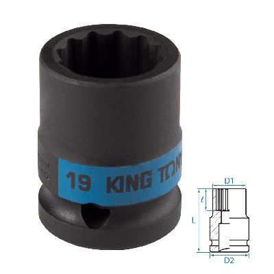 Головка торцевая ударная двенадцатигранная 1/2&quot;, 19 мм KING TONY 453019M KING TONY – анонс, характеристики, MST453019M 