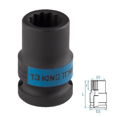 Головка торцевая ударная двенадцатигранная 1/2&quot;, 13 мм KING TONY 453013M KING TONY – анонс, характеристики, MST453013M 