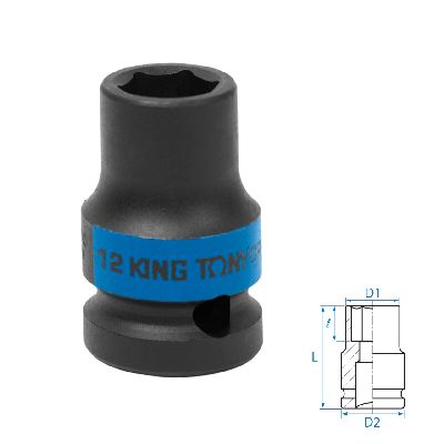 Головка торцевая ударная шестигранная 1/2&quot;, 12 мм KING TONY 453512M KING TONY – анонс, характеристики, MST453512M 