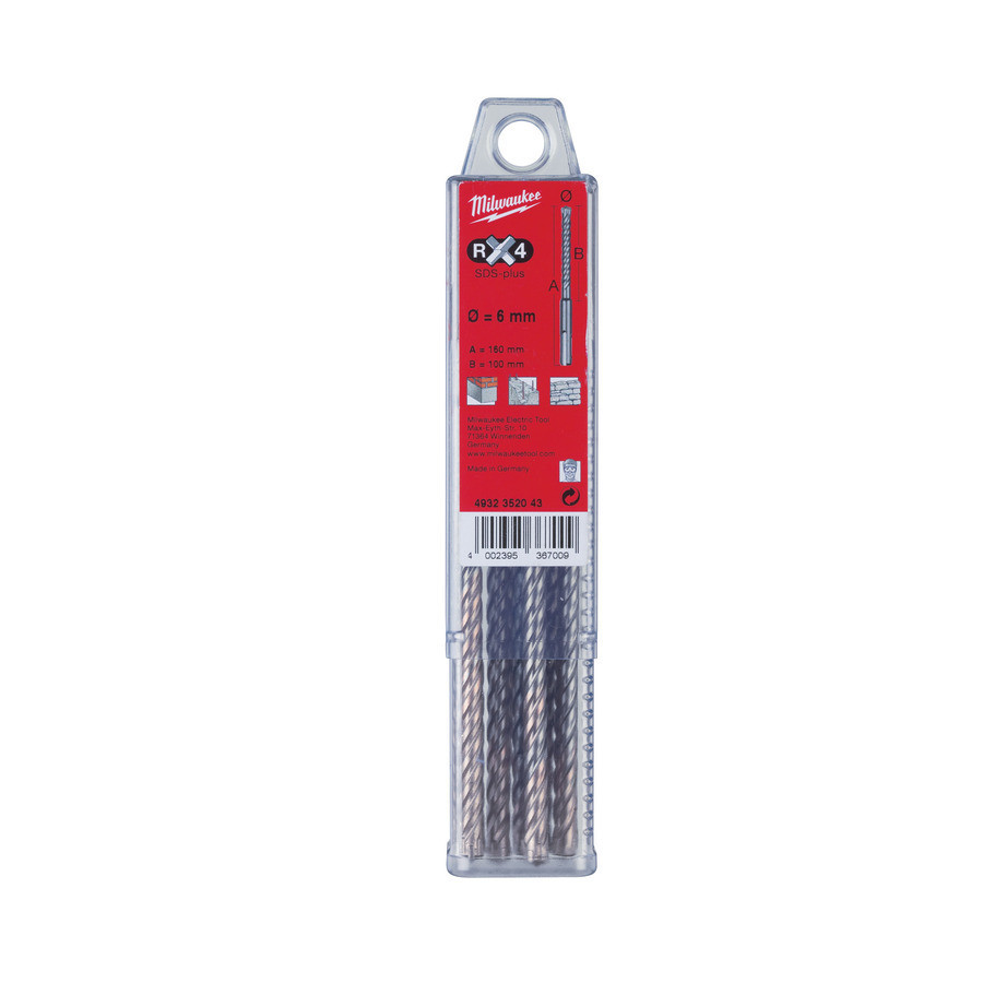 Бур SDS-Plus RX4 Milwaukee 8x110 с 4 режущими кромками (по 10шт)
