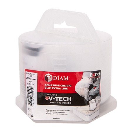 Сверло алмазное DIAM 100x35xМ14 Extra Line V-TECH (в.спекание) (320279) DIAM – анонс, характеристики, 320279 