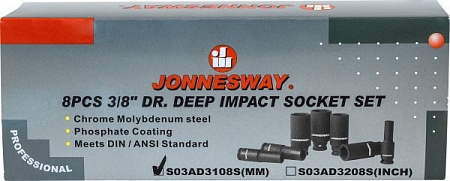 Набор головок ударных Jonnesway S03AD3108S – анонс, характеристики, S03AD3108S 