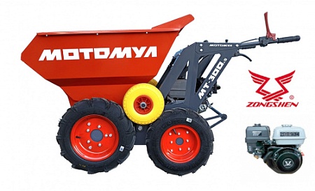 МОТОМУЛ МТ-300.5 ZH GB200 (ДВС Zongshen GB200) комплектация Премиум цельнометаллическая тележка, огородный помощник
