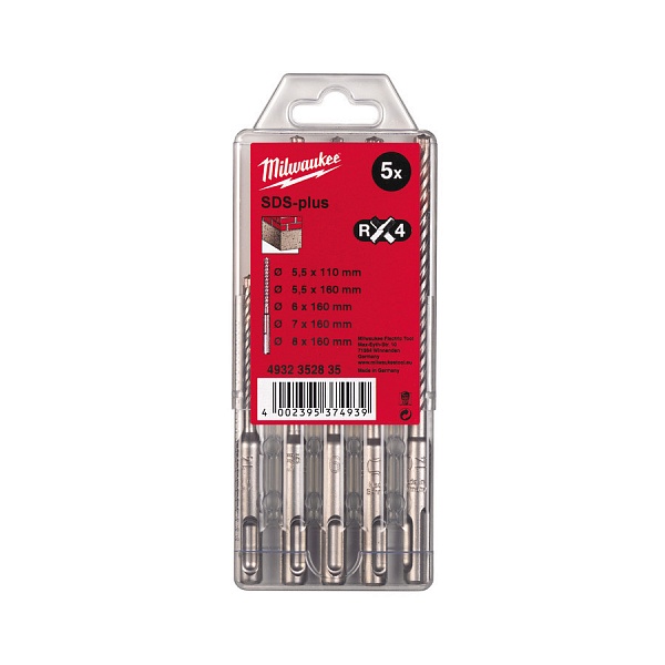 Набор буров SDS-Plus RX4 Milwaukee с 4-мя режущими кромками (7шт) -6шт – купить в , подробное изображение 
