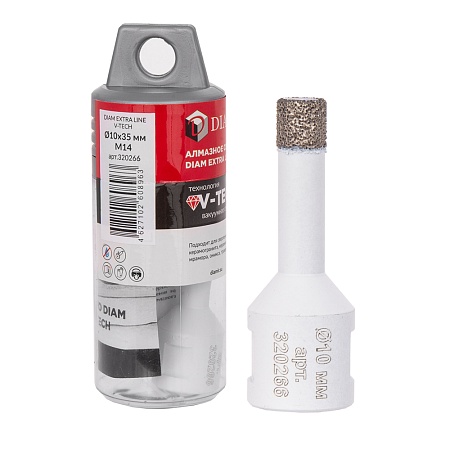 Сверло алмазное DIAM 10x35xМ14 Extra Line V-TECH (в.спекание) (320266) DIAM – анонс, характеристики, 320266 