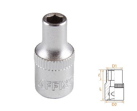 Головка торцевая стандартная шестигранная 1/4&quot;, 4,5 мм AFFIX AF00020045 AFFIX – анонс, характеристики, MSTAF00020045 