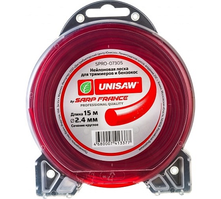 Леска триммерная 2.4мм 15м круглая Unisaw; цена 390 &#8381;