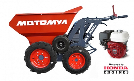 МОТОМУЛ МТ-300.5 НО GX160 (ДВС HONDA GX160) комплектация Премиум цельнометаллическая тележка, огородный помощник