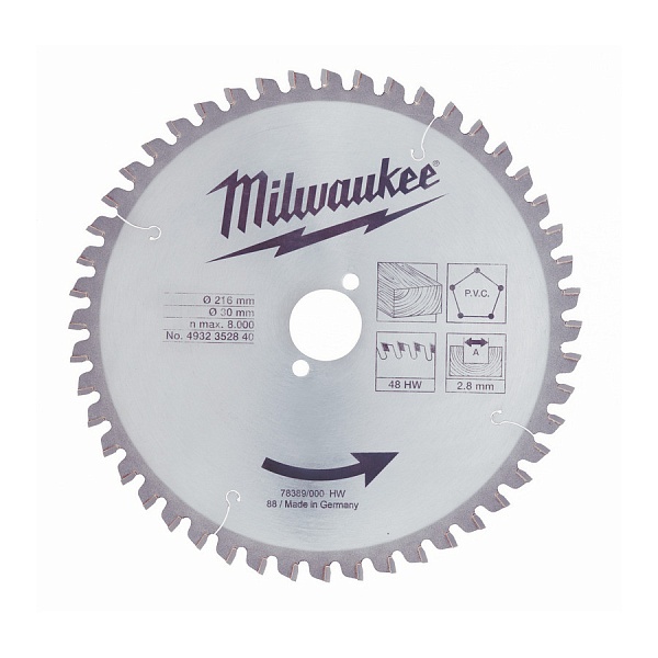 Диск Milwaukee WCSB 250 x 30 x80 для торцовочной пилы – купить в , подробное изображение 
