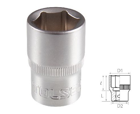 Головка торцевая стандартная шестигранная 1/2&quot;, 16 мм TOLSEN TT16516 TOLSEN – анонс, характеристики, MSTTT16516 