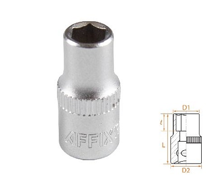 Головка торцевая стандартная шестигранная 1/4&quot;, 6 мм AFFIX AF00020006 AFFIX – анонс, характеристики, MSTAF00020006 
