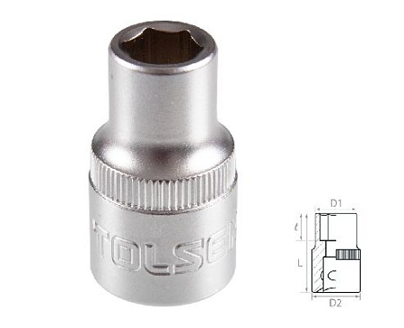 Головка торцевая стандартная шестигранная 1/2&quot;, 8 мм TOLSEN TT16508 TOLSEN – анонс, характеристики, MSTTT16508 