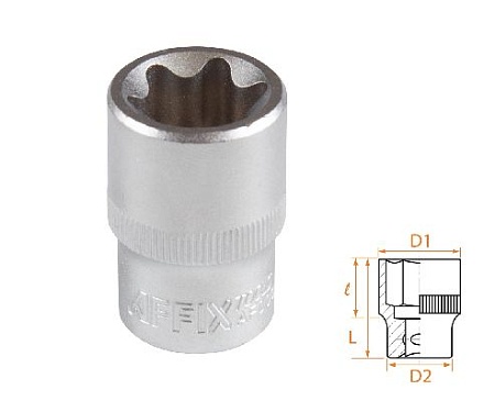 Головка торцевая TORX Е-стандарт 1/2&quot;, E22 AFFIX AF00043022 AFFIX – анонс, характеристики, MSTAF00043022 