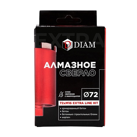 Сверло Алмазное для подразетника Сухое ExtraLine HIT72xM16 (бетон) (311118) DIAM – анонс, характеристики, 311118 