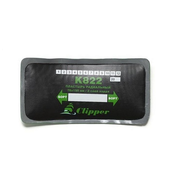 Детальное фото:clipper заплата k822 кордовая для боковых порезов (серый адгезивный слой) 76*150мм (2 слоя корда)