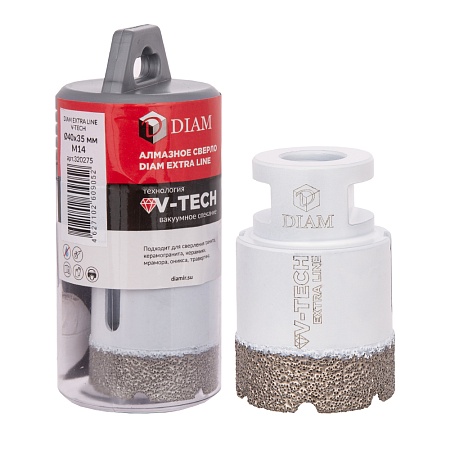 Сверло алмазное DIAM 40x35xМ14 Extra Line V-TECH (в.спекание) (320275) DIAM – анонс, характеристики, 320275 
