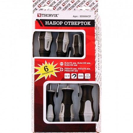 Цена по акции на набор отверток стержневых thorvik sds06cp в магазине Инструмент-24