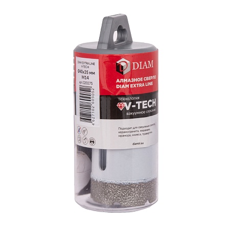 Сверло алмазное DIAM 40x35xМ14 Extra Line V-TECH (в.спекание) (320275) DIAM – анонс, характеристики, 320275 