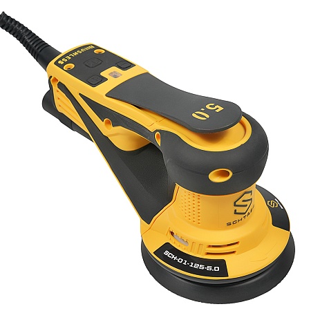 *SCH-01-125-5.0 шлиф. машинка ручная 220V/50Hz, 350W, эксцентрик 5,0 мм SCHTAER – анонс, характеристики, 