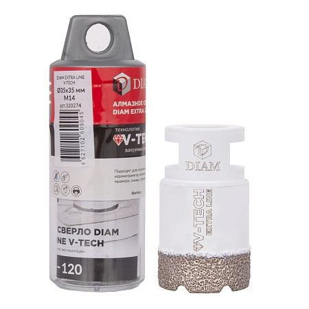 Сверло алмазное DIAM 35x35xМ14 Extra Line V-TECH (в.спекание) (320274) DIAM – анонс, характеристики, 320274 