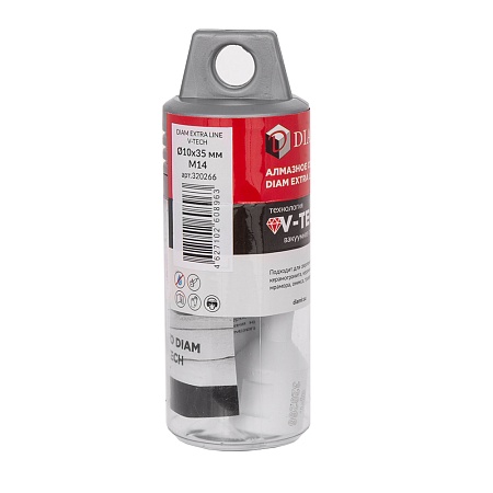 Сверло алмазное DIAM 10x35xМ14 Extra Line V-TECH (в.спекание) (320266) DIAM – анонс, характеристики, 320266 