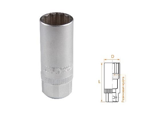 Головка свечная двенадцатигранная 1/2&quot;, 21 мм, резиновый фиксатор AFFIX AF00242021 AFFIX – анонс, характеристики, MSTAF00242021 