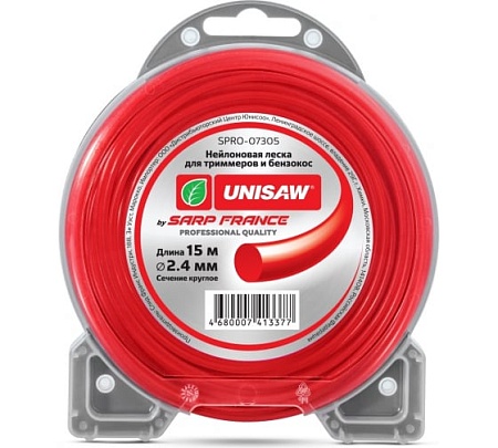 Леска триммерная 2.4мм 15м круглая Unisaw; цена 390 &#8381;