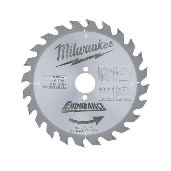 Milwaukee WCSB 190 x 30 x48 Диск для циркулярной пилы – купить в , подробное изображение 
