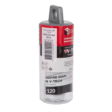 Сверло алмазное DIAM 25x35xМ14 Extra Line V-TECH (в.спекание) (320272) DIAM – анонс, характеристики, 320272 