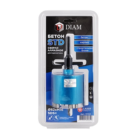 Сверло Алмазное для подразетника Сухое БЕТОН STD 82xM16 SDS+(бетон) (311121) DIAM – анонс, характеристики, 311121 