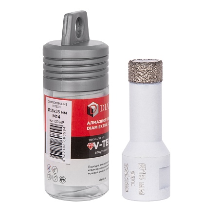 Сверло алмазное DIAM 15x35xМ14 Extra Line V-TECH (в.спекание) (320269) DIAM – анонс, характеристики, 320269 